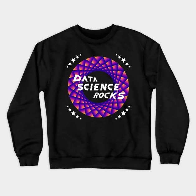 Data Science Rocks | Retro Racing Stars Logo Yellow Red Blue Crewneck Sweatshirt by aRtVerse